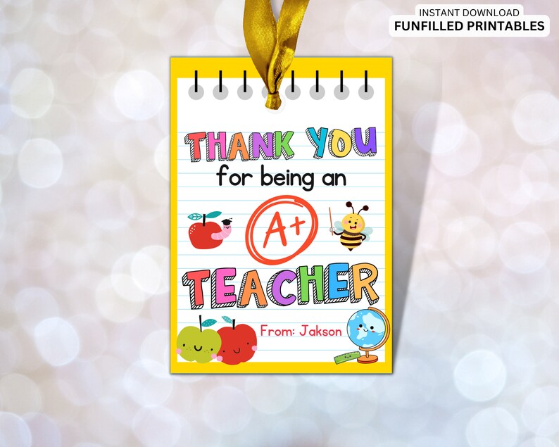 Best Teacher Thank You Tag, Appreciation Week Teacher Tag, A+ Teacher ...