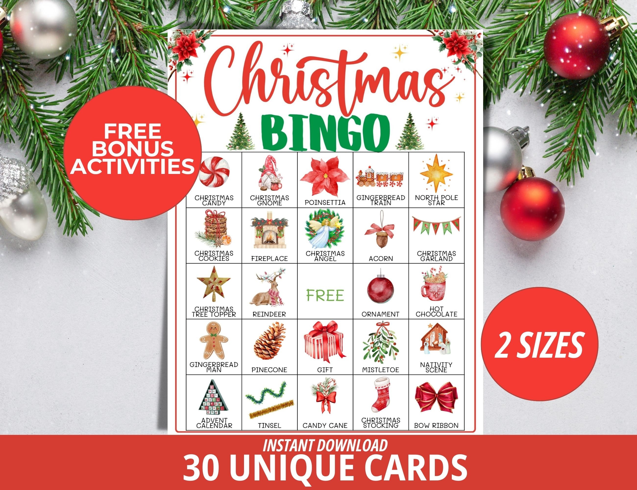30 tarjetas de bingo navideñas, divertidos juegos navideños, bingo navideño  imprimible para niños y adultos, fiesta de Navidad, fiesta familiar, fiesta  de clase infantil. - Etsy México, image size:2600x2000