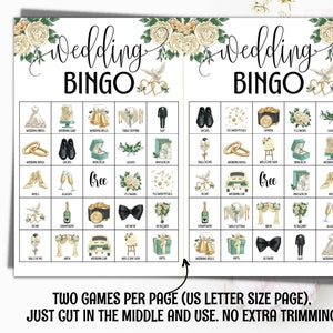 100 Wedding bingo cards, Wedding reception games, Wedding party table games for adults, Kids activity, Wedding shower, Bachelorette games zdjęcie 4