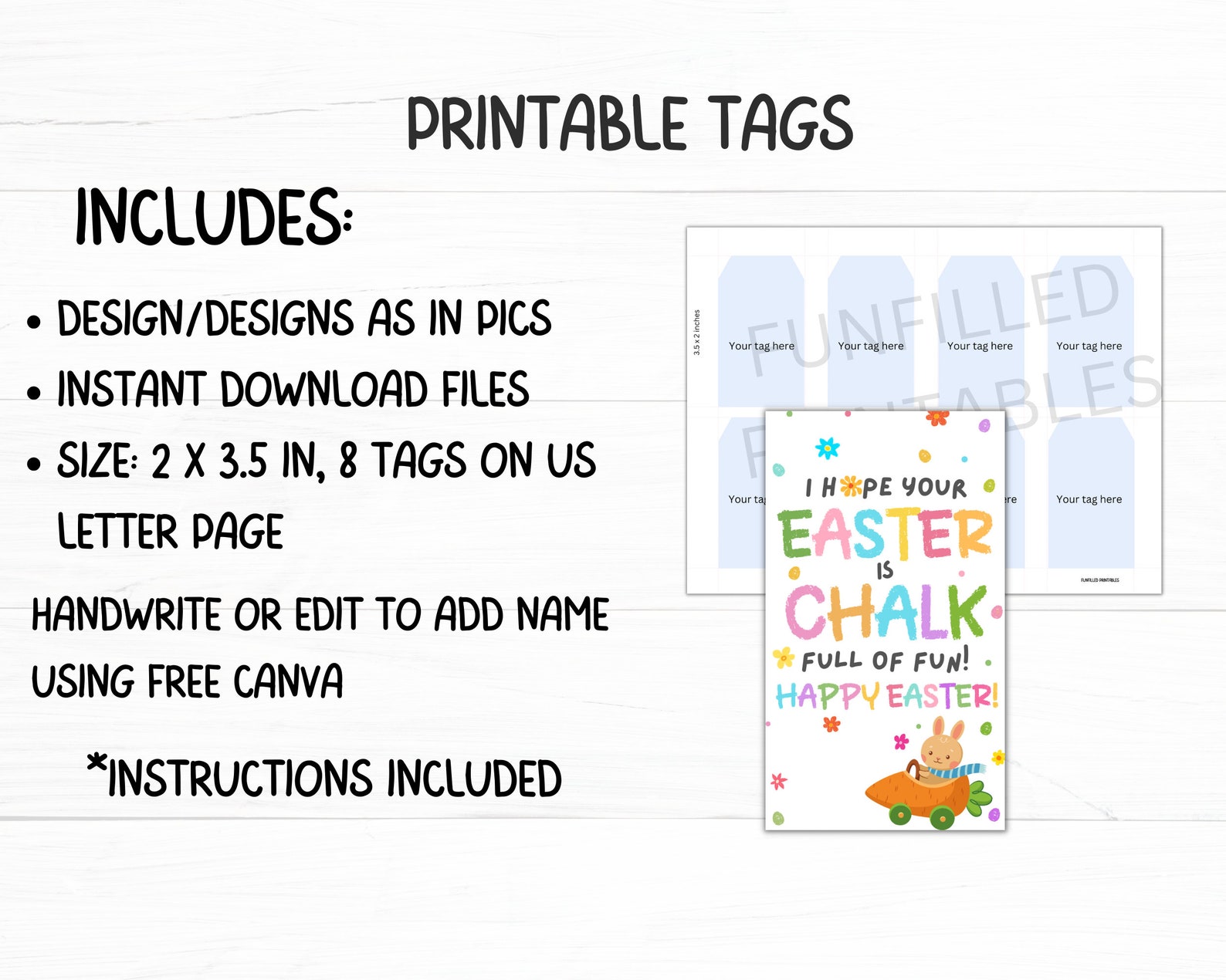 Easter Chalk Gift Tag Printable, Easter Non Candy Classroom Gift ...