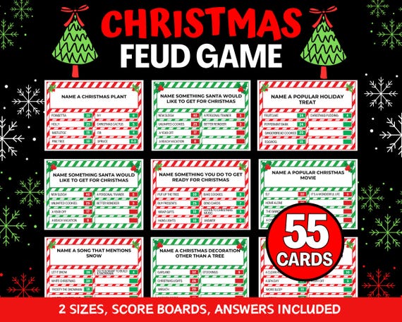 Christmas Friendly Feud Game, Printable Christmas Game Adults Christmas Party Game,  Xmas Family Game, Christmas Trivia, Holiday Party Game