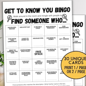 Get to Know You Bingo Game, Find Someone Who Bingo, Find the Guest Bingo, Icebreaker Bingo, Icebreaker Game, Icebreaker Activity Human Bingo