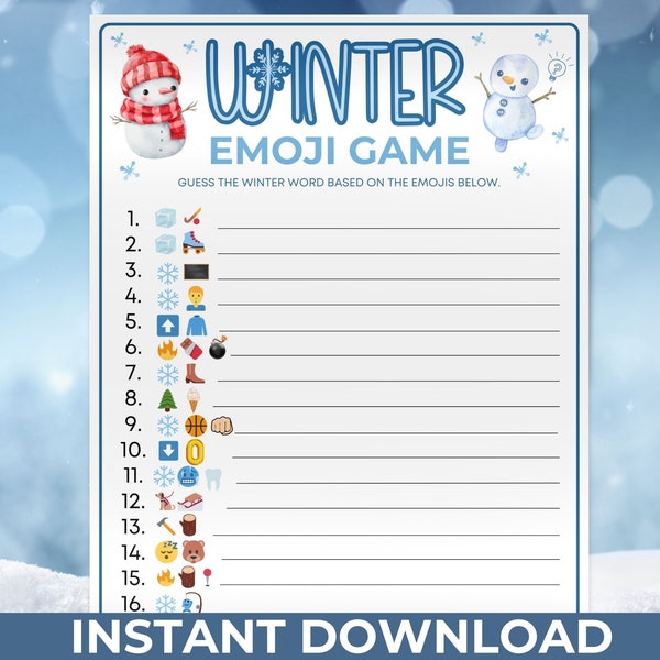 Emoji Game Winter Etsy