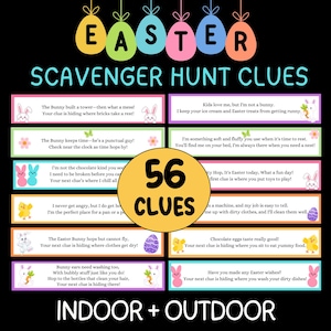 Easter Egg Scavenger Hunt Clues, Easter Egg Hunt Clues, Indoor & Outdoor Easter Scavenger Hunt For Kids, Printable Kids Easter Activity