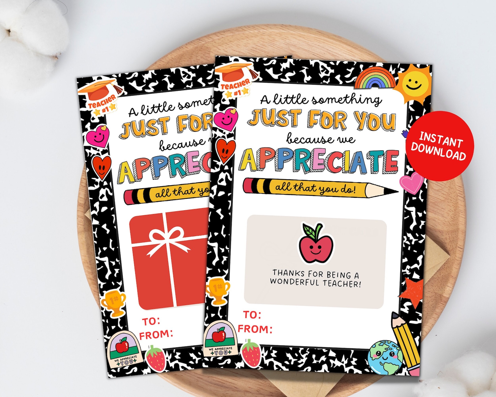 Teacher Thank You Gift Card Holder Printable Last Minute, Teachers ...
