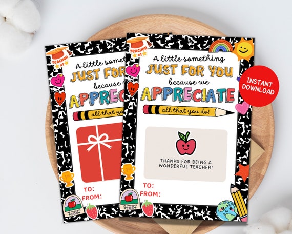 Teacher Thank You Gift Card Holder Printable, Teachers Appreciation Week Gift, Teacher Gift Card Holder, End Of School Year Gift Card