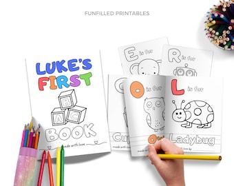 Livro de colorir abc para chá de bebê, primeiro livro abc do bebê, atividade de jogo de chá de bebê, presente de lembrança para chá de bebê, livro imprimível do alfabeto do bebê
