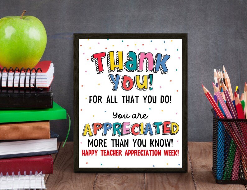 Teacher Staff Appreciation Sign, Teacher Appreciation Week, Thank You ...