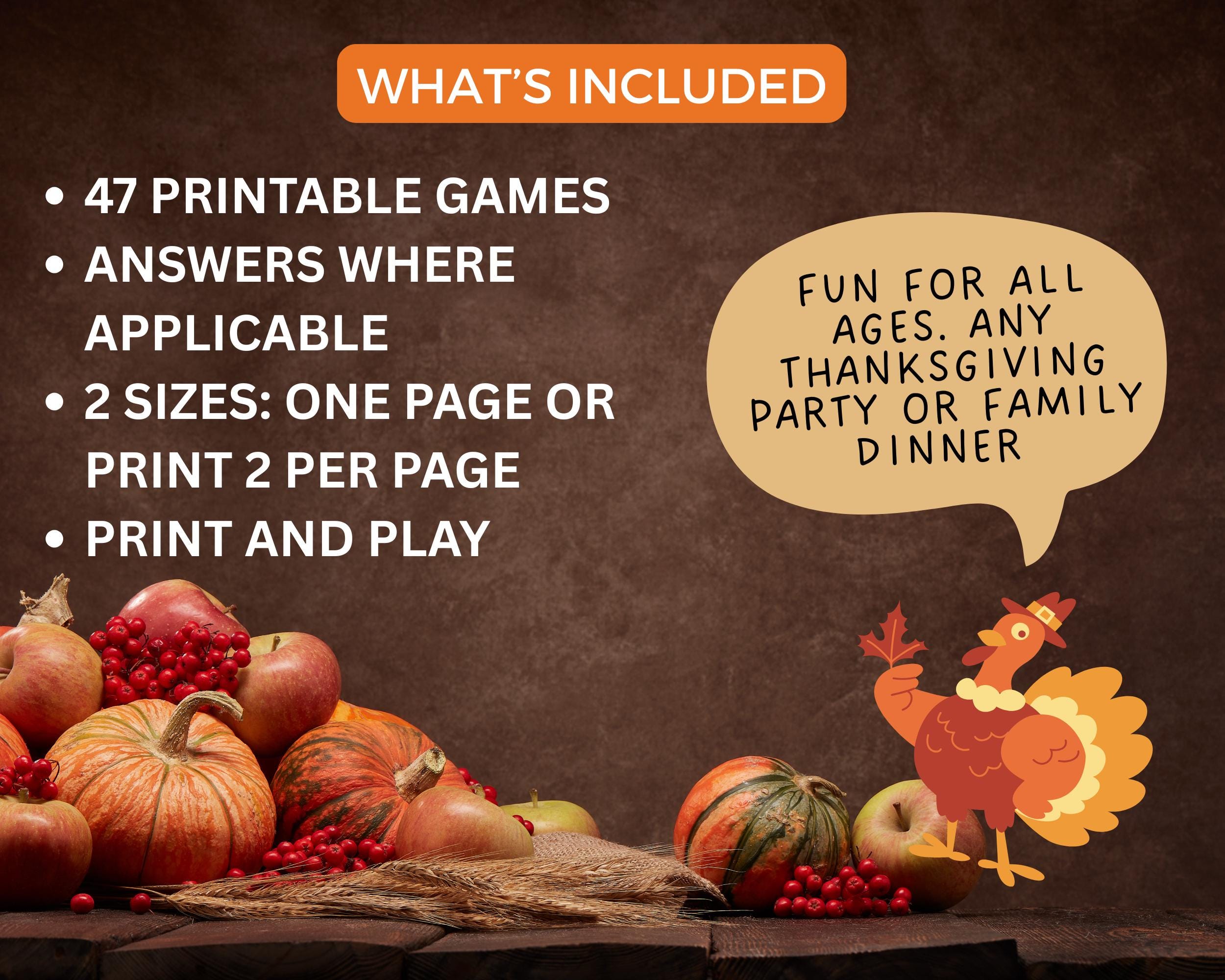 Thanksgiving Games Printable, Friendsgiving Games, Party Games for Kids ...