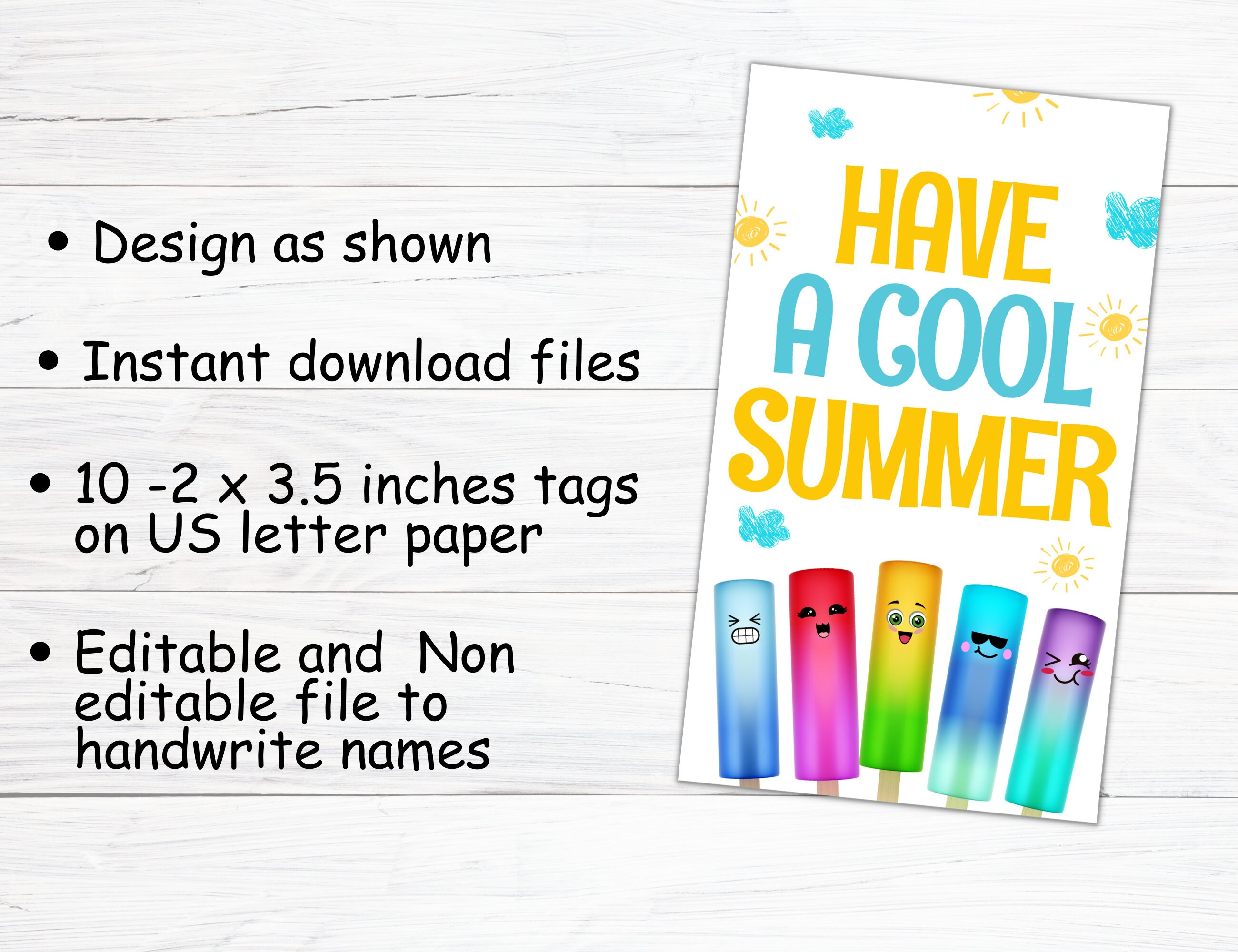 Last Day of School Tag, Ice Pop Tags, Have a Cool Summer Classroom ...