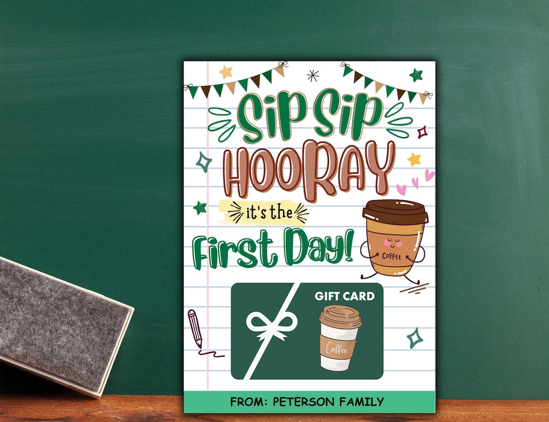 First Day of School Teacher Coffee Gift Card Holder, Back to School ...