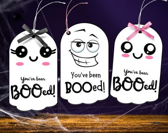 Etiquetas de Halloween con mensaje "Te han abucheado", etiquetas de abucheo, etiquetas de regalo de Halloween imprimibles, etiquetas de regalo para niños, etiquetas para bolsas de truco o trato, regalos para fiestas de abucheos