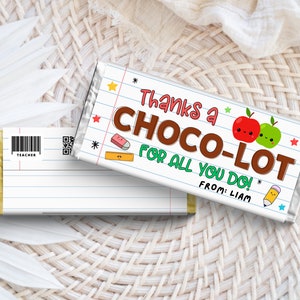 Teacher Chocolate Bar Wrapper Teacher Appreciation Candy Wrap, Thank You Teacher Candy Bar Gift, 1.55oz Chocolate Favors Teacher Gift Label