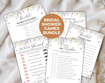 Wildflower Bridal Shower Games, Floral Bridal Shower Games Bundle, Boho Bridal Games Pack, Floral Wedding Shower Games Printable Bridal Game