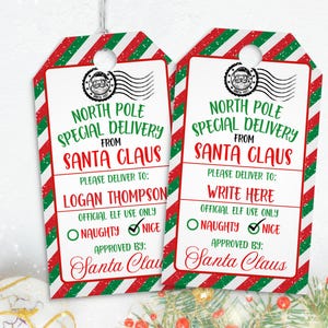 Caspari Santa Claus Gift Tags - Set Of 4 Ornament Style Holiday Tags