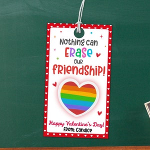 Eraser Valentine Printable Tag, Non Candy Valentines Class Gift, Kids ...