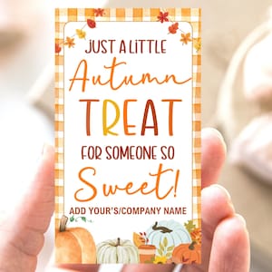 Autumn Treat Tag, Fall Favor Tags, Fall Staff Appreciation Tags, Treat Thanksgiving Tags, Employee Team Teacher Pumpkin Thank You Gift Tags