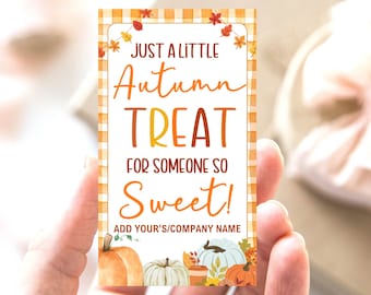 Autumn Treat Tag, Fall Favor Tags, Fall Staff Appreciation Tags, Treat Thanksgiving Tags, Employee Team Teacher Pumpkin Thank You Gift Tags