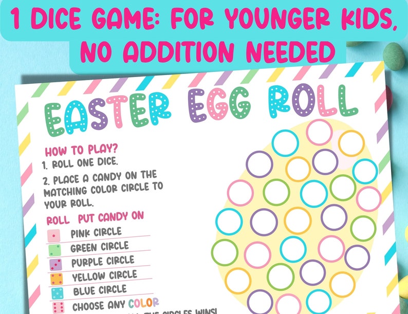 Easter Egg Roll Dice Game Printable Easter Dice Game for Etsy