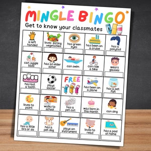 Back to School Bingo, Mix and Mingle Bingo, Get to Know You Icebreaker ...