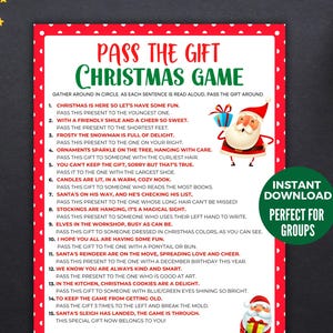 Christmas Pass The Gift Game, Printable Office Christmas Party Game, Pass The Present Christmas Gift Game For Group, Christmas Family Games