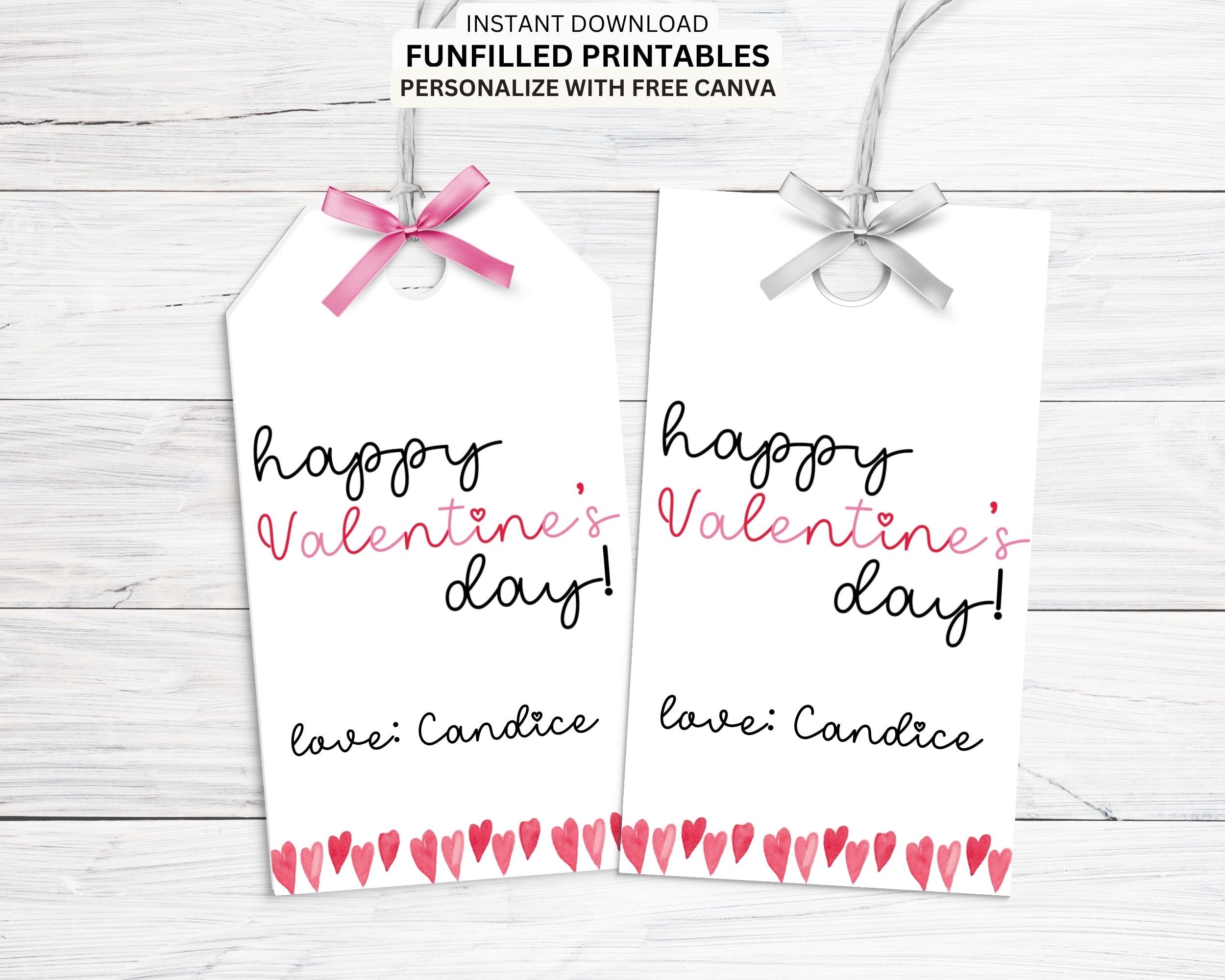 Editable Happy Valentines Day Tag, Printable Valentines Gift Tag ...