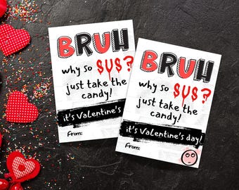 Bruh Valentines Card Funny Kids Slang Valentines Printable Boys Valentines Cards For Older Kids, Teen Tween Valentines, Classroom Valentines