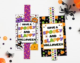 Halloween Slap Bracelet Tag, Slappy Halloween Slap Band Tag, Kids Class Gifts, School Tag, Classroom Trick Or Treat, Non Candy Party Favor