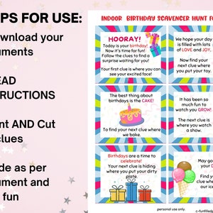 Birthday Scavenger Hunt for Kids, Birthday Treasure Hunt Clue Cards ...