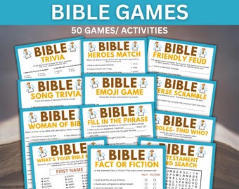 Bible Games Bundle Church Games Christian Games, Bible Study Games, Sunday School Activities  For Kids, Bible Party Game Adults Trivia Emoji