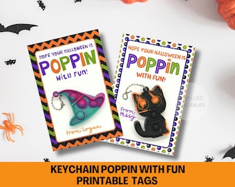 Poppin Halloween Favors Tag, Keychain/ Fidget Toy Tag, Kids Halloween Party Favors, Poppin Gift Tag, Non Candy Halloween Class Gift Bag Tag