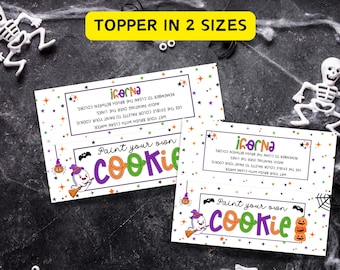 Halloween PYO Topper Halloween Taschendeckel, Malen Sie Ihre eigenen Keks-Halloween-Plätzchen-Deckel, Kinder-Halloween-Party Favor-Tag
