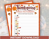 Thanksgiving Emoji Game, Printable Thanksgiving Games For Kids Adults Family Dinner Table Activity, Fun Party Trivia, Friendsgiving Game