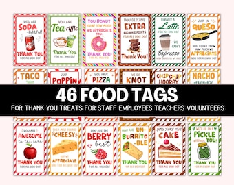 Wertschätzung Tags, Mitarbeiter Essen Tags, Lehrer Personal Wertschätzung, Snacks Tags, Krankenschwester Mitarbeiter Geschenk Favor, Team Dankeschön Tags