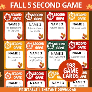 Fall 5 Second Game, Fall Party Games For Kids Adults, Fall Office Party Game, Kids Class Party Activity, Fall Family Game, Fall Group Games