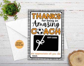 Soccer Coach Thank You Gift, Amazing Soccer Coach Gift Card Holder Printable, Soccer Team Coach Appreciation, Soccer Thank You Coach Gift