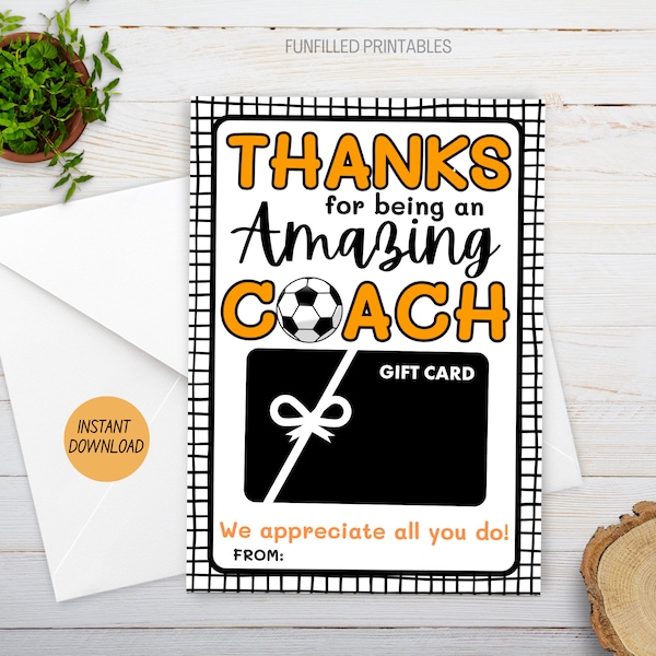 Soccer Coach Thank You Gift, Amazing Soccer Coach Gift Card Holder Printable, Soccer Team Coach Appreciation, Soccer Thank You Coach Gift