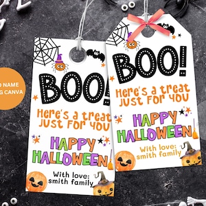 Halloween Candy Bag Tags, Boo Treats Bag Tags, Printable Halloween Tags For Kids Trick Or Treat Bags, Halloween Favor Tags, Class Gift Tags