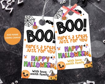 Halloween Candy Bag Tags, Boo Treats Bag Tags, Printable Halloween Tags For Kids Trick Or Treat Bags, Halloween Favor Tags, Class Gift Tags