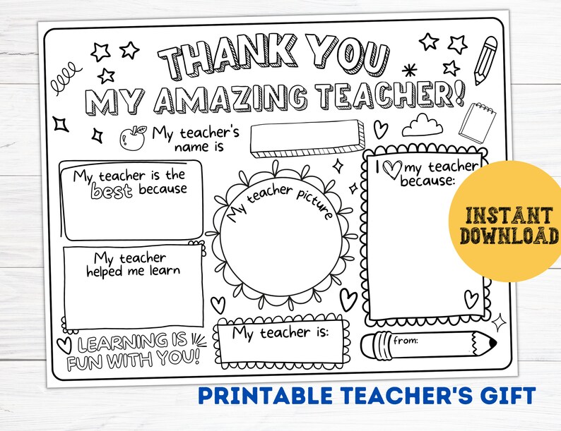 Teacher Gifts printable