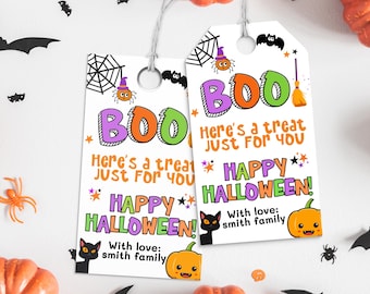 Printable Halloween Tags, Halloween Treat Tags, Boo Gift Tags, Halloween Favor Tags For Kids, Halloween Class Tag, Happy Halloween Tags