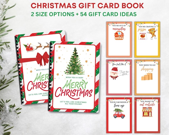 Printable Christmas Gift Card Book, Christmas Gifts For Teen, College Kids, Adults, DIY Christmas Gift Card Holder Book / Photo Album