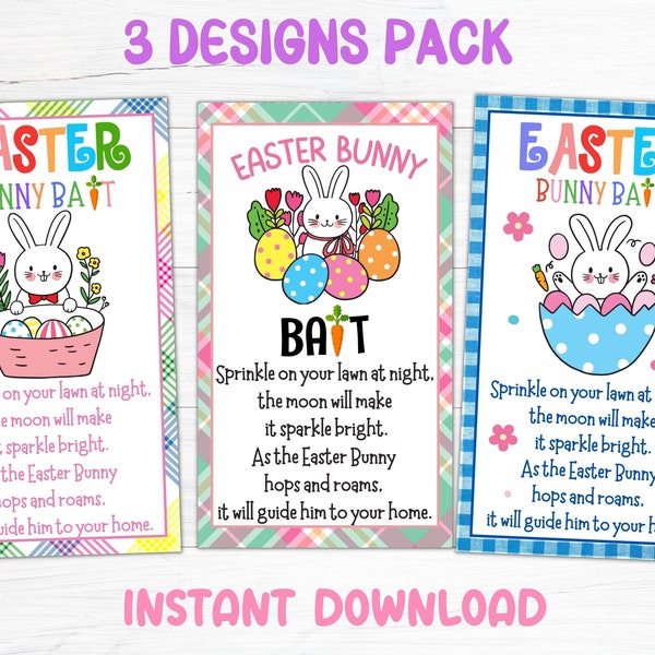 Easter Bunny Bait tag Printable, Bunny Bait Food Card, Bunny Bait Label, Easter Party gift, Easter Class gifts, Kids Easter Basket