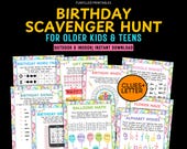 Birthday Scavenger Hunt For Older Kids Teens Tweens, Birthday Treasure Hunt Clues, Indoor Outdoor Scavenger Hunt Puzzles Code Birthday Games