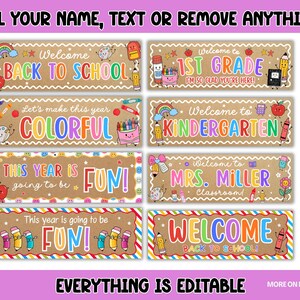 Back to School Classroom Decor Printable Banners Template, Welcome Back Door Banner, First Day Teacher Door Sign, Canva Editable 2x6 Banner immagine 3