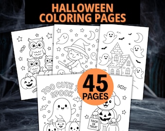 Halloween Kleurplaten Afdrukbaar Halloween Kleurboek, Leuke Halloween Kleurplaten Voor Kinderen Halloween Activiteit Spookachtige Kleurplaten