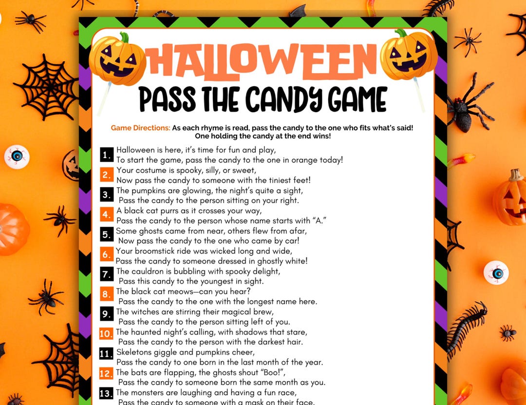Pass the Candy Halloween Game for Kids Printable Halloween Party Game ...