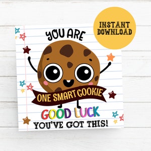 Une étiquette de test de cookie intelligent, impression le jour du test, étiquette porte-bonheur, étiquette de collation, cadeau de motivation pour professeur de test, étiquette de régal pour la classe PTO PTA
