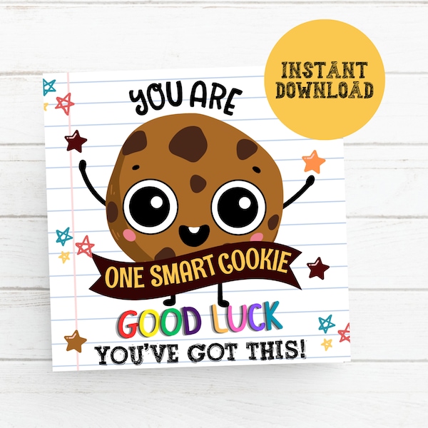 One Smart Cookie Test Tag, Testing Day printable, Good Luck Tag, Snack Tag, Test Taking Motivation Teacher Gift, Classroom Treat Tag PTO PTA