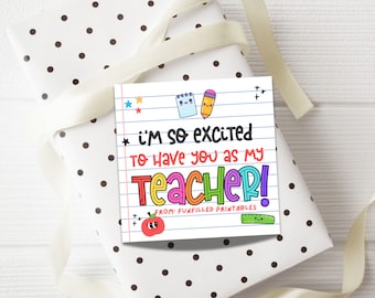 First Day Of School Teacher Gift Tag From Student, Printable Back To School Gift Tag For Teacher, New Teacher Gift, Teacher Appreciation Tag